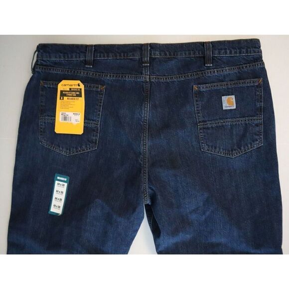 Carhartt BD4942-M Men's Sz 44x30 Blue Relaxed Fit Flannel Lined 5-Pocket Jeans - Picture 6 of 11